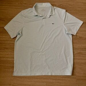 Vineyard Vines Men's Aqua Striped Polo Shirt
